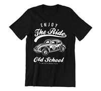 Vulfire Maglietta Uomo Old School Goditi la Corsa, Maglietta Film Uomo, T Shirt Cinema, Abbigliamento Guida Uomo Maggiolino 53, Idea Regalo Film Italiani Divertenti (Nero, XXL)