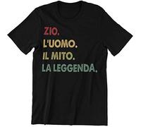 Vulfire Maglietta Uomo Zio l'Uomo Il Mito la Leggenda (Nero, L)