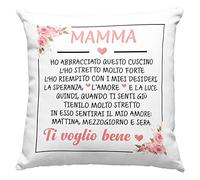 Vulfire Mamma Cuscino Regalo donna compleanno originale Idee Regali per lei per Natale festa della mamma, Ti voglio bene - con Imbottitura (Mamma Io, 40_x_40_cm)