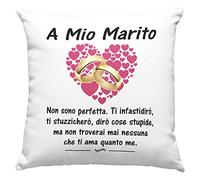 Vulfire Marito Federa per Cuscino Regalo A mio marito compleanno originale Idee Regali per lui per Natale moglie e marito, Regalo uomo - senza Imbottitura (Bianco, 40_x_40_cm)