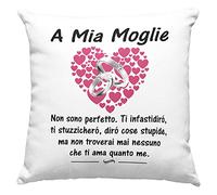 Vulfire Moglie Federa per cuscino Regalo A mia moglie compleanno originale Idee Regali per lei per Natale moglie e marito, Regalo donna - senza Imbottitura (Bianco, 40_x_40_cm)