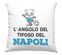 Vulfire Napoli cuscino regalo Tifoso originale Idee Regali per lui e per lei pillow bianco sportivo calcio uomo donna colazione - con Imbottitura (40_x_40_cm, Bianco)