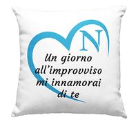 Vulfire Napoli cuscino regalo, Tifoso originale Idee Regali per lui e per lei pillow bianco sportivo calcio uomo donna - con Imbottitura (40_x_40_cm, Bianco)