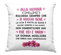 Vulfire Nonna Cuscino Regalo donna compleanno originale Idee Regali per lei per Natale festa dei nonni, Nonna migliore del mondo - con Imbottitura (40_x_40_cm)