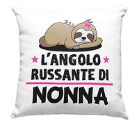 Vulfire Nonna Cuscino Regalo donna compleanno originale Idee Regali per lei per Natale festa dei Nonni, L'angolo russante di Nonna 2 - con Imbottitura (40_x_40_cm, Bianco)