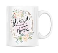 Vulfire Nonna Tazza Regalo donna compleanno Idea originale Idee Regali per lei per Natale festa della mamma, Angeli senza ali Nonna (Bianco, Ceramica)