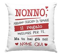 Vulfire Nonno Cuscino Personalizzabile Regalo uomo e donna compleanno originale, Idee Regali per lui e lei per Natale - con Imbottitura (40_x_40_cm, Nonno (noi))