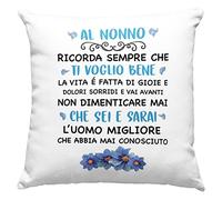 Vulfire Nonno Cuscino Personalizzato Con Frase Dedica Regalo uomo e donna originale Idee Regali, Dedica Ti Voglio Bene - con Imbottitura (40_x_40_cm, Nonno)