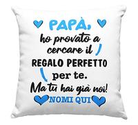 Vulfire Papà Cuscino Personalizzabile Regalo uomo e donna compleanno originale Idee Regali per lui e lei per Natale - con Imbottitura (40_x_40_cm, Papà (noi))
