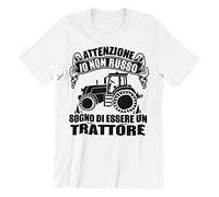 Vulfire papà Maglietta Uomo Idea Regalo Nonno, Io Non Russo Maglietta Trattore Compleanno Originale Idee Regali per Lui per Natale, Regalo Marito (IT, Testo, M, Regular, Regular, Bianco)