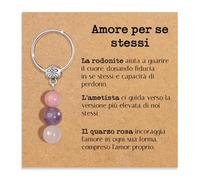 Vulfire Portachiavi personalizzato con cristalli naturali, idea regalo amore gadget con pietre curative regali per lui uomo per lei donna Cristallo curativo dedica speciale (Amore per se stessi)