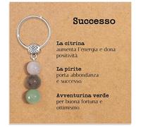 Vulfire Portachiavi personalizzato con cristalli naturali, idea regalo successo gadget con pietre curative regali per lui uomo per lei donna Cristallo curativo dedica speciale (Successo)