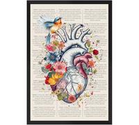 Vulfire Poster Anatomia del Cuore con Cornice Decorazione Murale Educativa Stampa Alta Qualità Regalo Studenti e Professionisti della Medicina. (Cuore - Cornice Nera A4)