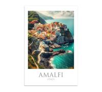 Vulfire Poster Città Amalfi senza Cornice Decorazione moderna soggiorno Stampa Alta Qualità Regalo Amanti viaggi Stampa artistica con raffigurazione della città. (Amalfi - A4)