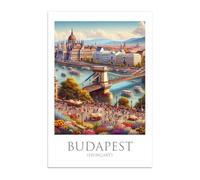 Vulfire Poster Città Budapest senza Cornice Decorazione moderna soggiorno Stampa Alta Qualità Regalo Amanti viaggi Stampa artistica con raffigurazione della città. (Budapest - A3)
