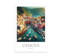 Vulfire Poster Città Genova senza Cornice Decorazione moderna soggiorno Stampa Alta Qualità Regalo Amanti viaggi Stampa artistica con raffigurazione della città (Genova - A3)