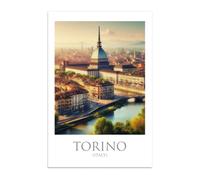 Vulfire Poster Città Torino senza Cornice Decorazione moderna soggiorno Stampa Alta Qualità Regalo Amanti viaggi Stampa artistica con raffigurazione della città. (Torino - A3)