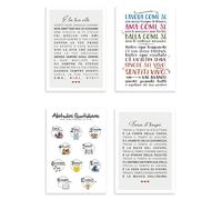Vulfire Set di 4 Poster Frasi Motivazionali Ispirazione e Crescita Personale, Idea Regalo wall art, Arredamento Casa Cucina Bar, Poster da parete in carta glossy premium (A3 (297 mm x 420 mm))