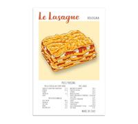 Vulfire Stampa da Parete Le Lasagne, Ricetta Pasta Lasagne alla Bolognese, Idea Regalo Speciale, Arredamento Casa Salotto Ufficio Cucina, Poster in carta glossy premium (21x29.7)
