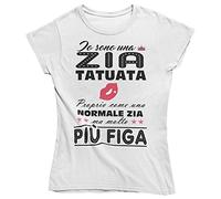 Vulfire T Shirt Zia Divertente, Maglietta Tatuaggi Donna, Maglietta Donna Io Sono Una Zia Tatuata, Regalo Zia Originale, Idee Regali Zia (Bianco, XS)