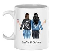 Vulfire Tazza Amica Personalizzabile Regali per Amiche, sorelle, cugine, cognate - Nome, Capelli, Abito e tanto altro da Personalizzare - Idee Regalo Amica donna Compleanno, Natale (Bianco)