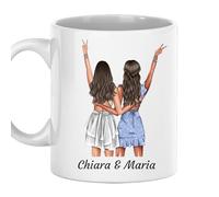 Vulfire Tazza Amica Personalizzabile Regali per Amiche, sorelle, cugine, zie, cognate - Nome, Capelli, Abito e tanto altro da Personalizzare - Idee Regalo Amica donna Compleanno, Natale