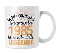 Vulfire Tazza Idea Regalo per compleanno 1984 La vita comincia a quaranta la nascita delle leggende, festa dei 40 anni (Bianco, Ceramica)