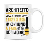 Vulfire Tazza in ceramica Architetto. Regalo Laurea. Idee Regali Originali Architettura, Regalo per architetti. Idee regalo Natale Colazione Caffè. (Bianco, Ceramica)