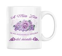 Vulfire Tazza in Ceramica con Dedica per Zia Speciale - Idea Regalo di Compleanno Originale, Frase Speciale, Regalo per la Famiglia, Colazione Caffè