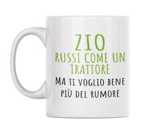 Vulfire Tazza Zio Russi come un Trattore Idee Regalo Simpatiche per Compleanno Uomo Idee regali per Zii originale per lui Natale Colazione Cucina (Bianco, Ceramica)