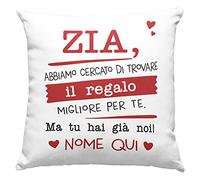 Vulfire Zia Cuscino Personalizzabile Regalo uomo e donna compleanno originale, Idee Regali per lui e lei per Natale - con Imbottitura (40_x_40_cm, Zia (noi))