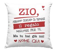 Vulfire Zio Cuscino Personalizzabile Regalo uomo e donna compleanno originale, Idee Regali per lui e lei per Natale - con Imbottitura (40_x_40_cm, Zio (noi))
