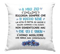 Vulfire Zio Cuscino Personalizzato Con Frase Dedica Regalo uomo e donna originale Idee Regali, Dedica Ti Voglio Bene - con Imbottitura (40_x_40_cm, Zio)