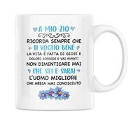 Vulfire Zio Tazza in Ceramica con Dedica Ti voglio bene, Idea Regalo di Compleanno Originale, Frase Speciale, Regalo per la Famiglia, Colazione Caffè