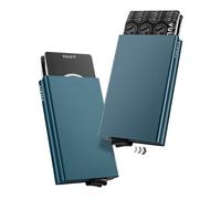 VULKIT ALPHA Portacarte di Credito da Uomo Anti RFID Portafoglio Metallo Custodia Doppio Automatico Porta Carte Credito Alluminio Rigido 10-14 Carte (Verde Smeraldo)