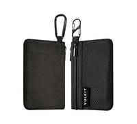 VULKIT Custodia con cerniera, 1 confezione con moschettone e gancio a S, blocco RFID, tessuto Oxford impermeabile, portafoglio con zip per contanti e carte di credito da viaggio, nero, Minimalista