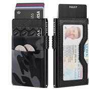 VULKIT Porta Carte di Credito con Tasche EDC e Finestra ID Portafoglio per Carte Pop-up con Blocco RFID Portafoglio Sottile in Metallo