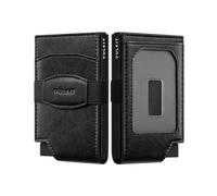 VULKIT Porta Carte di Credito Uomo Slim con Finestra ID Portafoglio Uomo Piccolo RFID Schermato Pop Up Metallo Porta Tessere Uomo, Nero