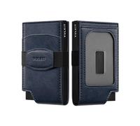 VULKIT Porta Carte di Credito Uomo Slim con Finestra ID Portafoglio Uomo Piccolo RFID Schermato Pop Up Metallo Porta Tessere Uomo, Blu Navy