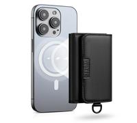 VULKIT Porta Carte Magnetica per Max. 8 Carte di Credito, Custodia Porta Tessere Piccolo in Pelle per iPhone 12-15 Generazioni, Nero