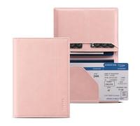 VULKIT Porta passaporto da viaggio, custodia per passaporto con blocco RFID, portafoglio sottile da viaggio per uomini e donne, rosa cipria, Minimalista