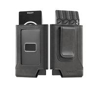 VULKIT Portafoglio Da Uomo Porta carte di Credito Porta Carte Oop-up Minimalista Custodia Sottile in Pelle con Blocco RFID con Fermasoldi (grigio)