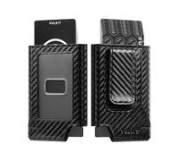 VULKIT Portafoglio Da Uomo Porta carte di Credito Porta Carte Oop-up Minimalista Custodia Sottile in Pelle con Blocco RFID con Fermasoldi (CF-nero)