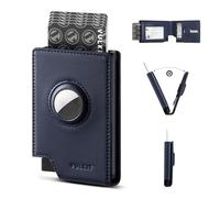 VULKIT Portafoglio pop-up da uomo con supporto AirTag, portafoglio intelligente con blocco RFID, portafoglio in metallo da uomo con finestre per documenti, slot per chiavi, slot per banconote