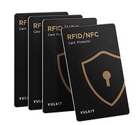 VULKIT Schede di Blocco RFID/NFC - Confezione da 4, protezione per carte di credito ultra sottile, protezione per carte contactless, blocco NFC premium, per carte di credito, passaporti, portafoglio