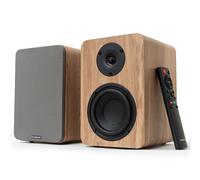 VULKKANO A4 ARC MKII - Altoparlanti autoamplificati con Woofer da 4", Bluetooth 5.0, HDMI ARC, Optica, RCA, USB, con uscita subwoofer, monitor da studio dal design elegante, colore marrone