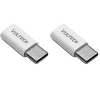 VulTech ADP-01P Adattatore da Micro-USB a USB Type-C per Trasmissione Dati e Ricarica - Compatibile con Samsung Galaxy S7/S7 Edge, S6, J7, S9/S10, LG G4, Huawei P10/P9 Lite e altri - Bianco