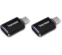 VulTech ADP-02P Adattatore USB 3.0 to Type-C- Connettore in Alluminio Nero 5 Gbps per Trasferimento Dati, Compatibile con MacBook Pro, Samsung e Huawei (Confezione da 2)