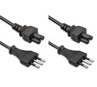 VulTech ALIM3-15 Cavo di Alimentazione Tripolare 1.5m - Spina Italiana 10A a IEC C5 2,5A - Per PC, Monitor, Stampanti - Uso Domestico o Professionale - Nero (Confezione da 2)