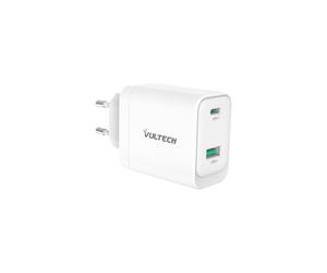 VULTECH CARICATORE ADATTATORE UNIVERSALE, 1 X TYPE-C, 1 X USB PD45 GAN PPS 45W Q